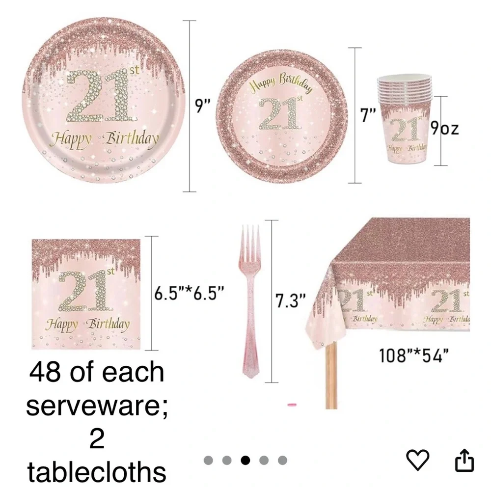 Rose Gold 21st Birthday Party Supplies Set